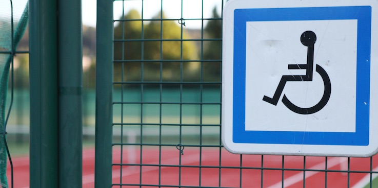 Thumbnail of disabled sign on tennis court gate