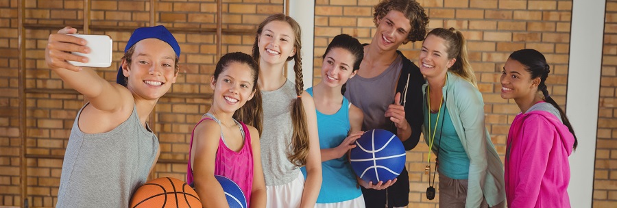 Young people at basketball