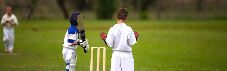 Kids playing cricket