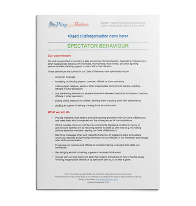 Spectator Behaviour Policy template