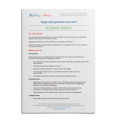 Alcohol Policy template