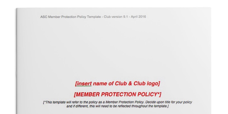 Member Protection Policy template