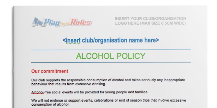 Alcohol Policy template
