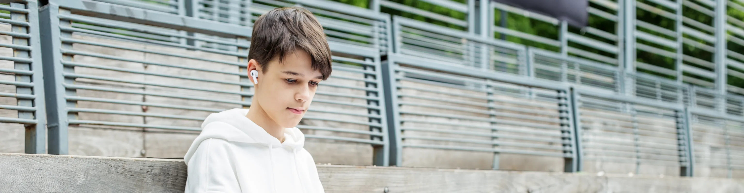 Young boy on a phone