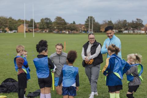 children with instructor